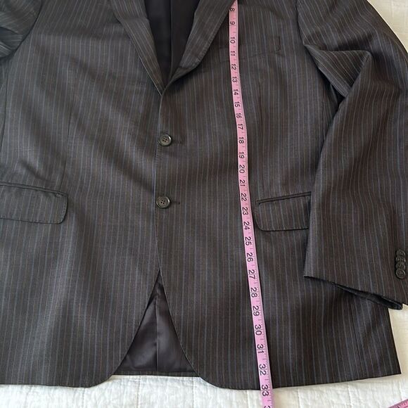 Peter Millar Sport Coat Mens Size 46L Brown Blue Stripe Blazer Jacket 100% Wool - Picture 10 of 16